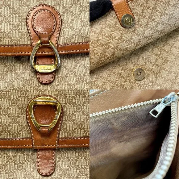 Celine Macadam Pattern Shoulder Bag Pochette Crossbody Gold Hardware - Picture 6 of 8